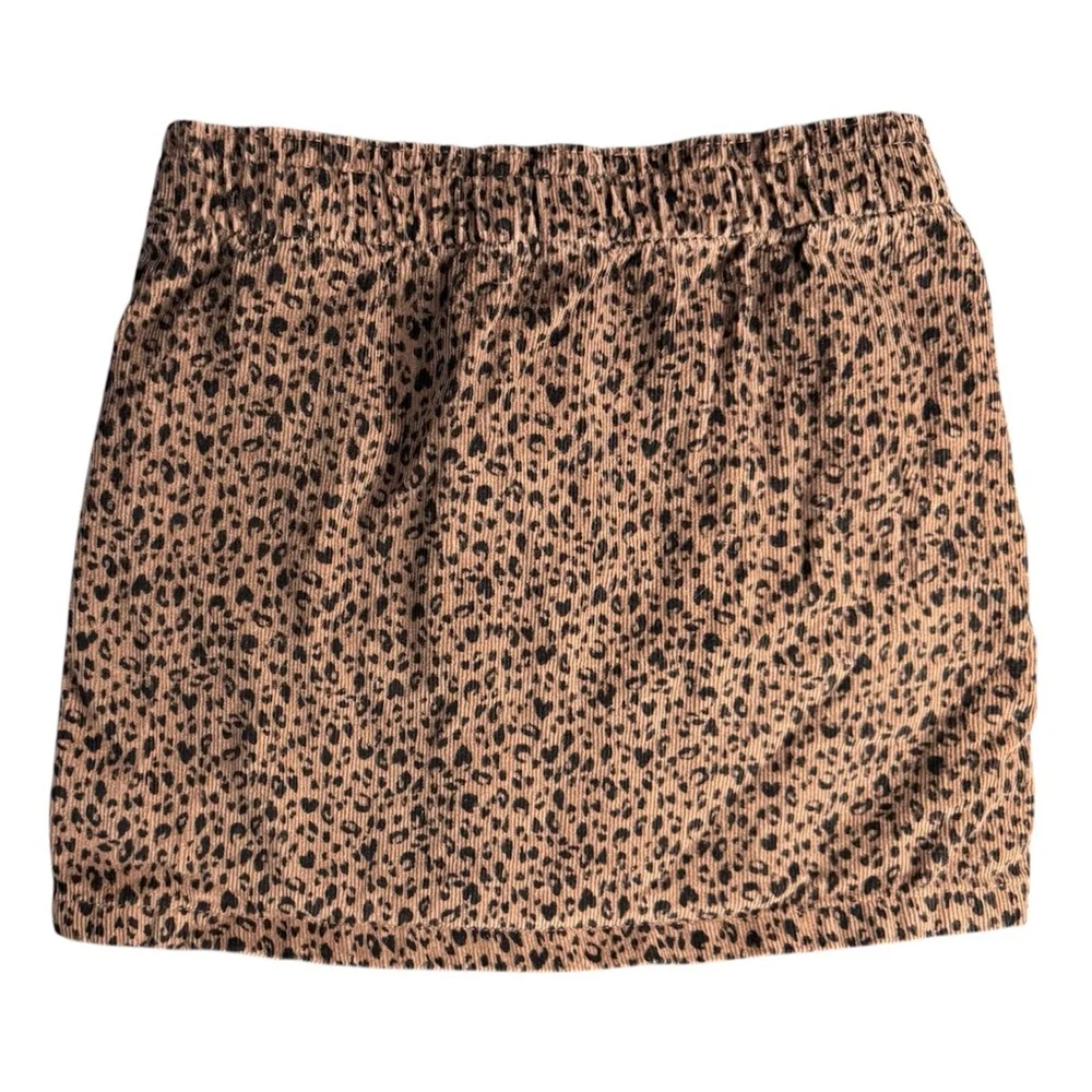 Old Navy | Brown and Black Leopard Print Corduroy Skirt, Girls Size Small (6-7)